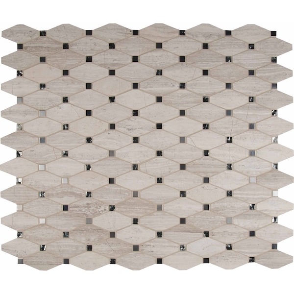 Ackland Dunora Octagon 12 in. x 15 in. Glossy Glass Stone Metal Blend Mosaic Wall Tile, 10PK AKM-G-DUN15X12OC-CA - main